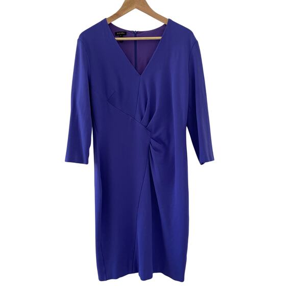 Escada Dress 42 Large Purple Sheath Evening Formal Wedding Professional Ruched